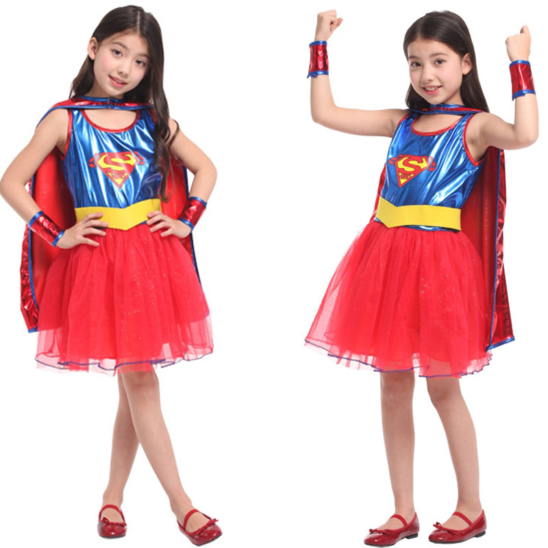 万圣节儿童服装 G-0238面具舞会超人公主裙演出服 cos超人紧身衣