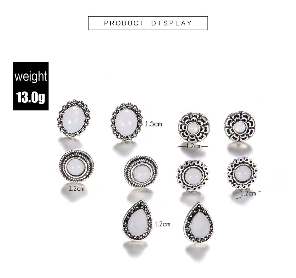 New Earrings Retro Simple Diamond-studded Pebble Zircon Earrings Set display picture 2