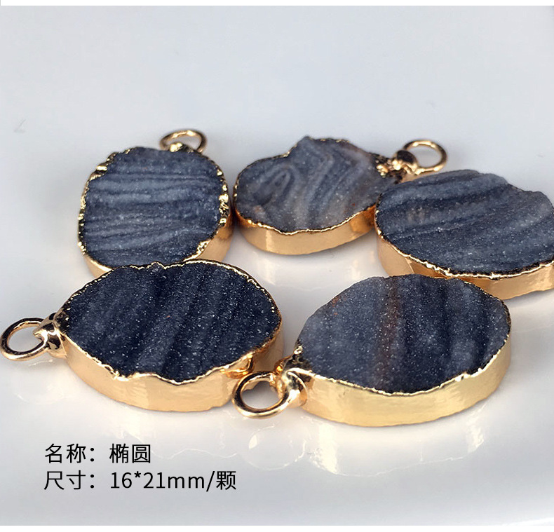 Agate Crystal Triangle Oval Square Drop Shape Pendent display picture 5