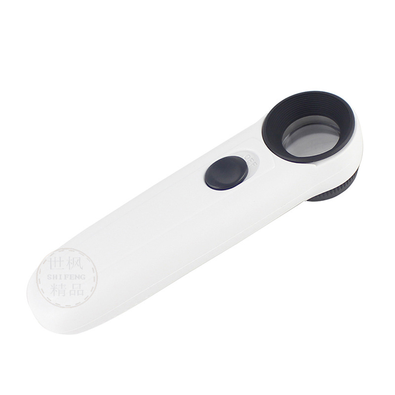 40X倍21mm感嘆號型 帶雙燈放大鏡 手持式珠寶鑑定放大鏡 6B-1B