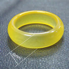 冰透玛瑙戒指男女新款黄玉髓饰品戒指指环两用玉饰玉戒 6mm
