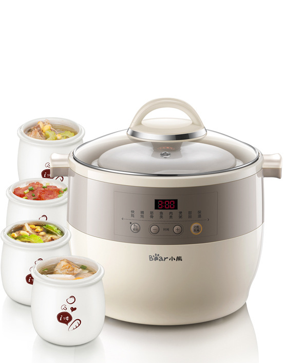 Bear/Little Bear DDZ-B45 B2 Electric Stew Pot Household Soup Pot Porridge Pot White Porcelain Water-proof Stew Pot One Cup Five Gallbladders