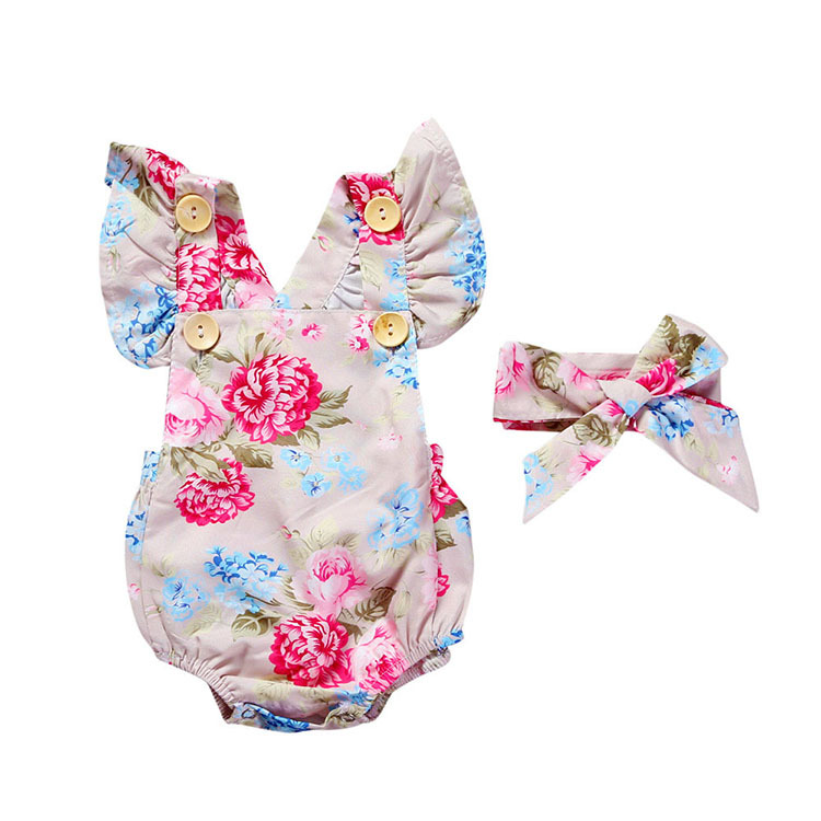 Children's Clothing INS 1-3 year Old Baby One-piece Romper Flower