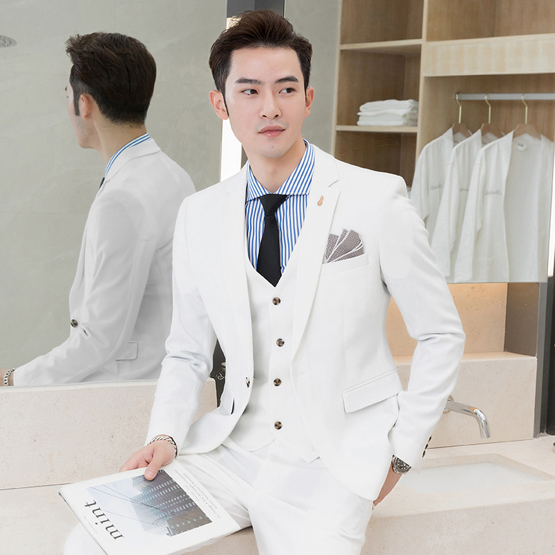 白色男士西服 婚礼时尚休闲西装商务宴会礼服 厂家现货批发正装