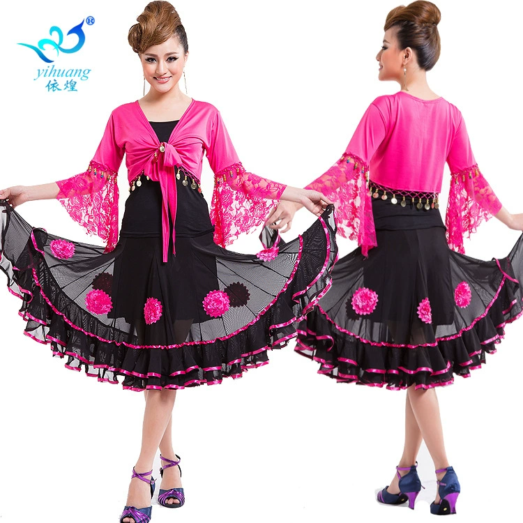 Костюм квадратного танца Костюм для бальных танцев Конкурсный костюм Большой качели Летний костюм Представление Танцевальная одежда Женская