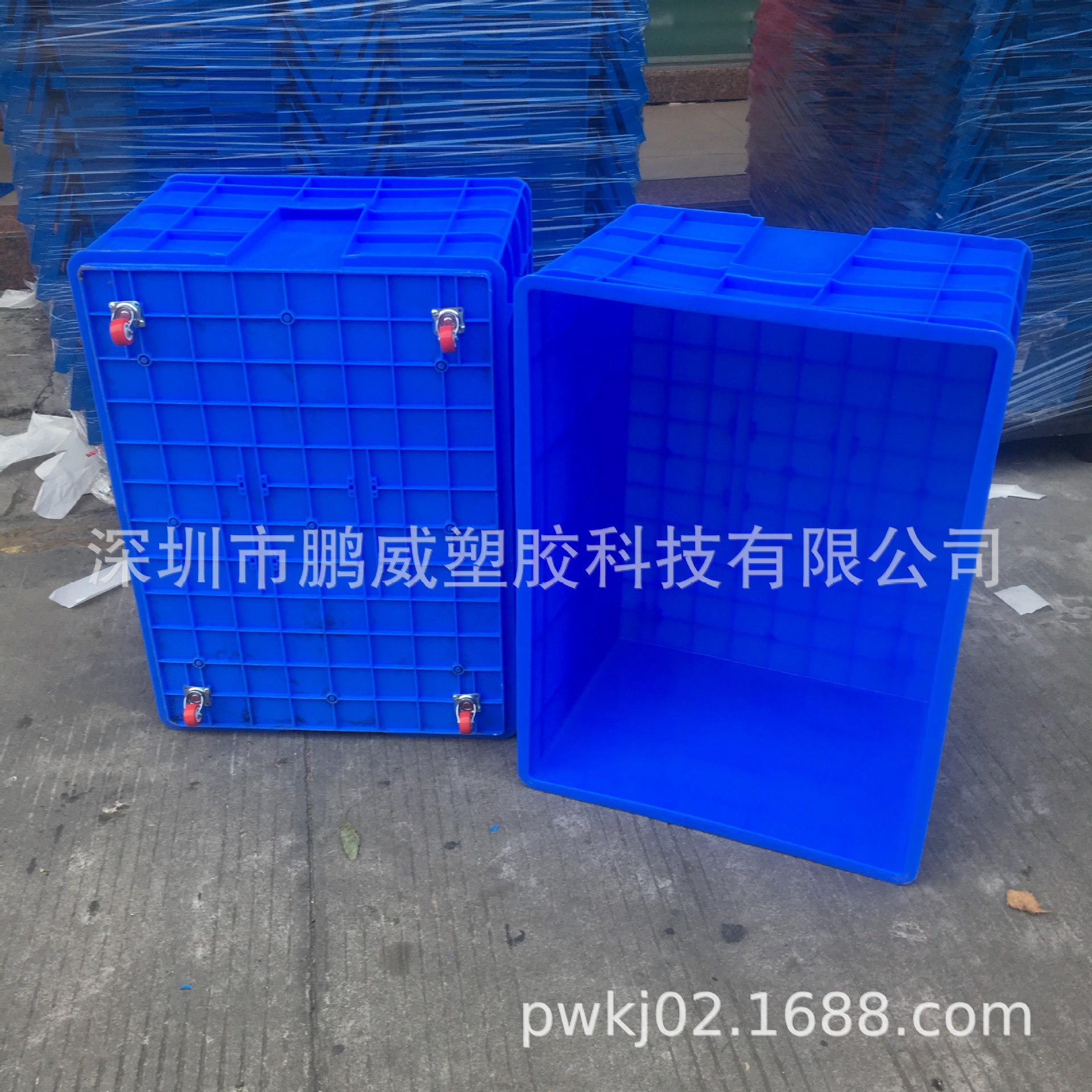 低价促销加厚塑料周转箱 服装车间专用带轮塑料筐 配刹车轮收纳箱