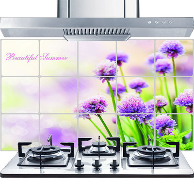 愛馨45*75廚房防油貼三層韓版鋁箔廚房防火防油煙貼紙牆貼紙 1號