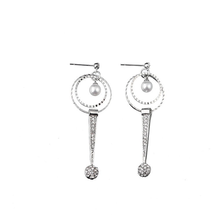 Trend creative geometric earrings pearl with tassels