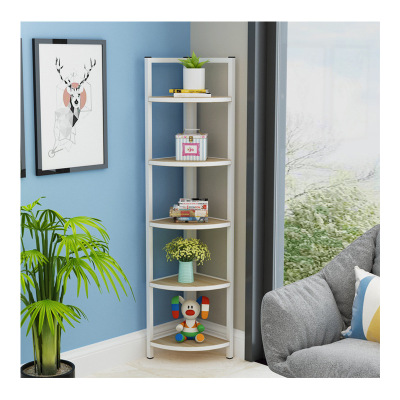 简易客厅墙角架 落地多层钢木置物架环保三角架简约转角架现代
