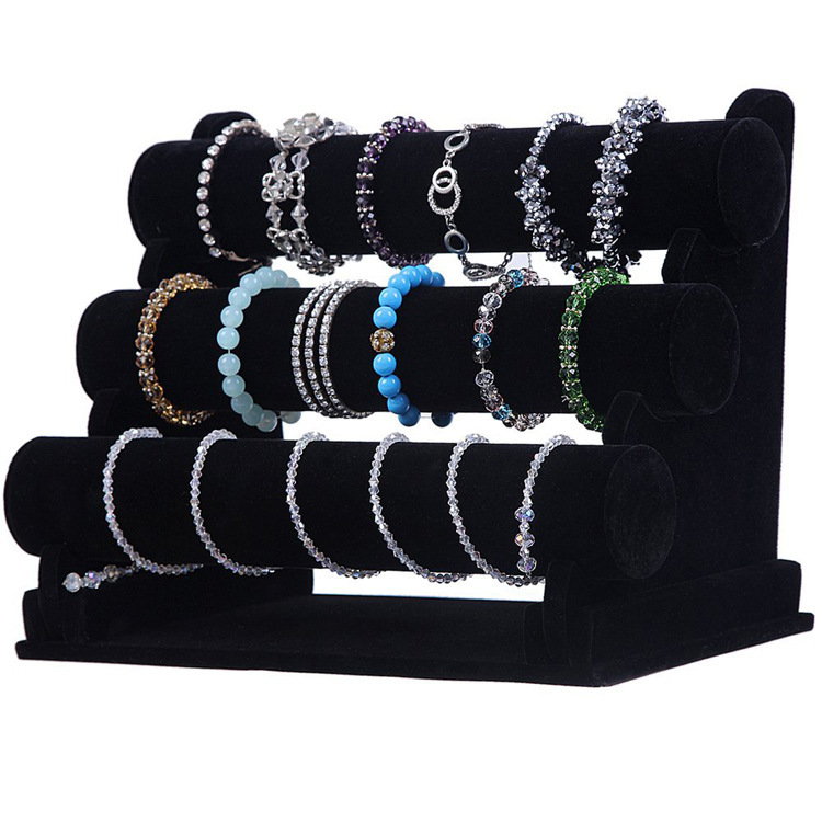 1224g Weight Modern Style Solid Color Flannel Jewelry Rack
