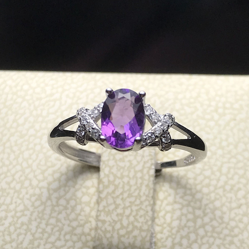 natural amethyst Ring Peridot lady fashion OL Opening Topaz 925 Silver jewelry Manufactor wholesale