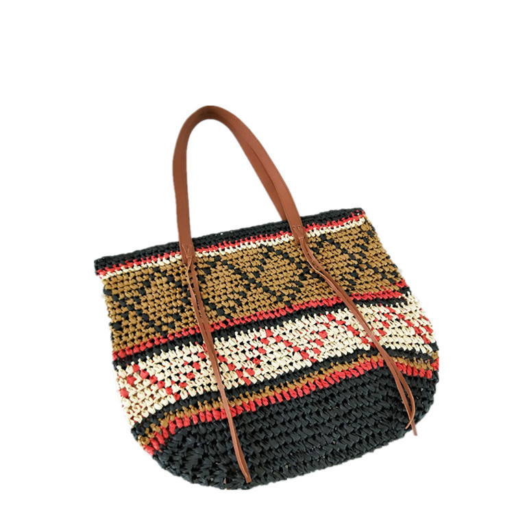 Women's Spring and Summer New Straw Bag Knitted Beach Bag Vacation Crossbody Portable Bohemian Rattan Large Capacity Bag_voghion.com