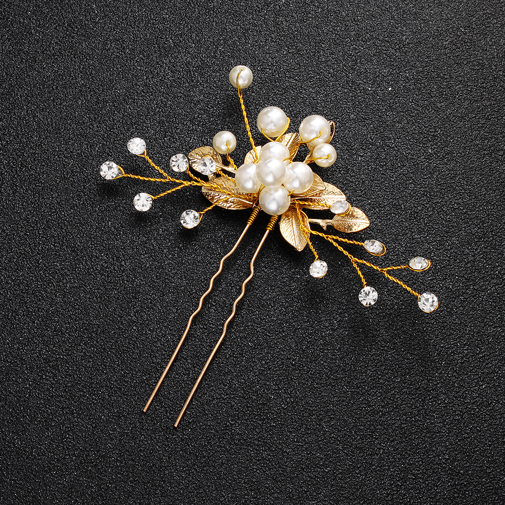 Coiffe De Mariée Coréenne Perle En Forme De U Épingle À Cheveux Alliage Fleur Perles De Cheveux En Gros display picture 5