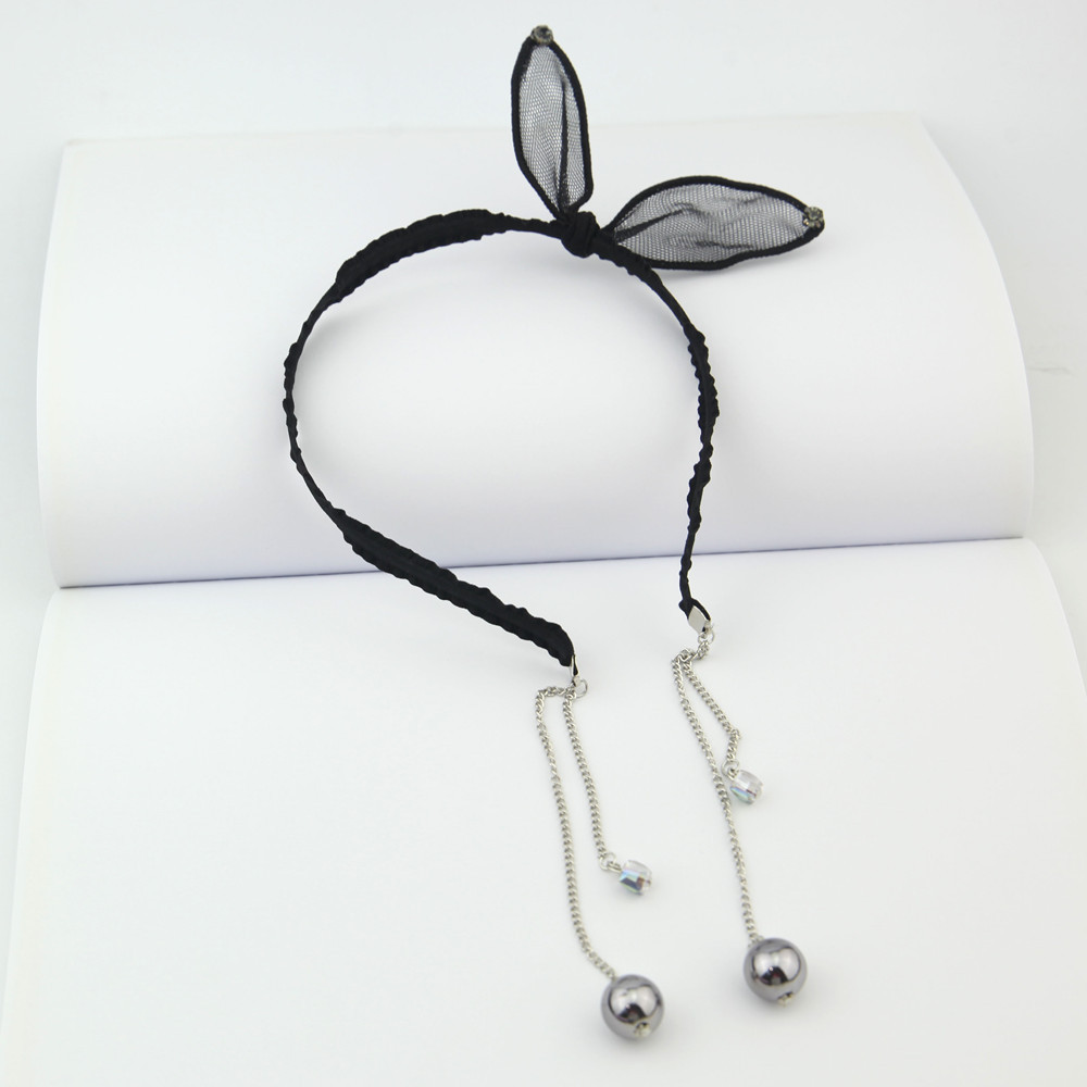 Einfache Spitze Hasenohren Niedlichen Bogen Haarband display picture 2