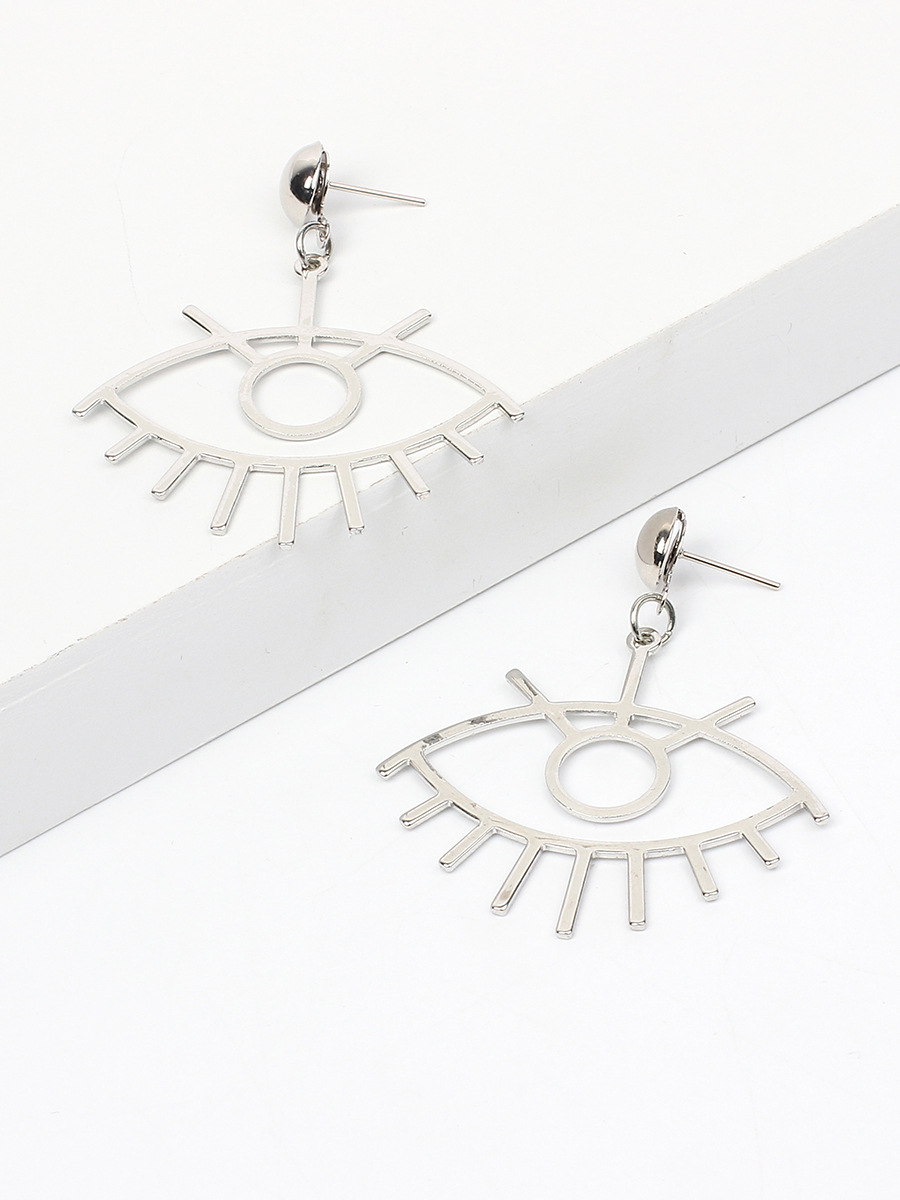 5g Weight Earrings Classification Wedding, Travel Occasion Women'S Gender Gold, Silver Color Exaggerated Eye Earrings 4