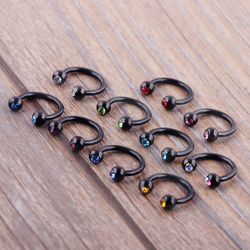 10-Pack Mixed Color Septum Nose Ring Hinged Segment Nail Piercing Jewelry Ear Studs for Women detail image 11
