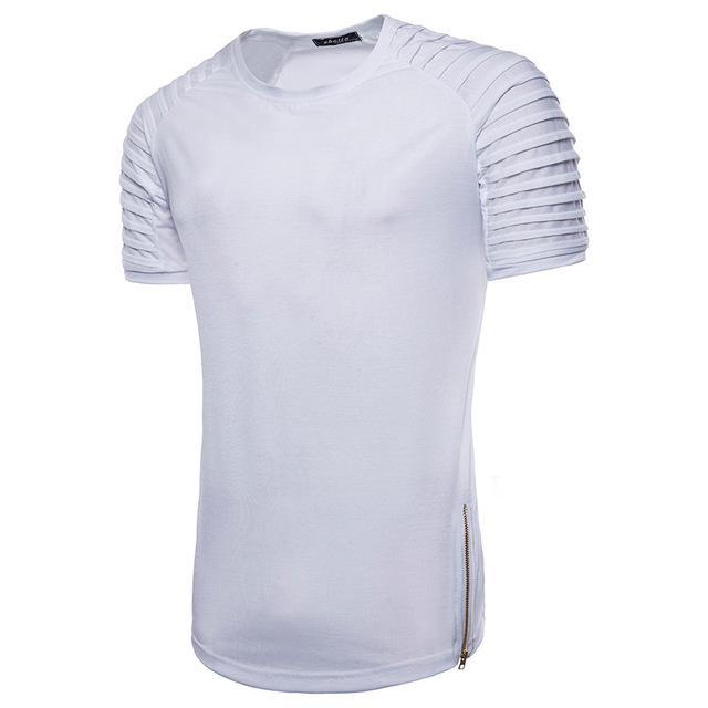 Fashion design of men’s T-shirt with shoulder sleeve wrinkles 
