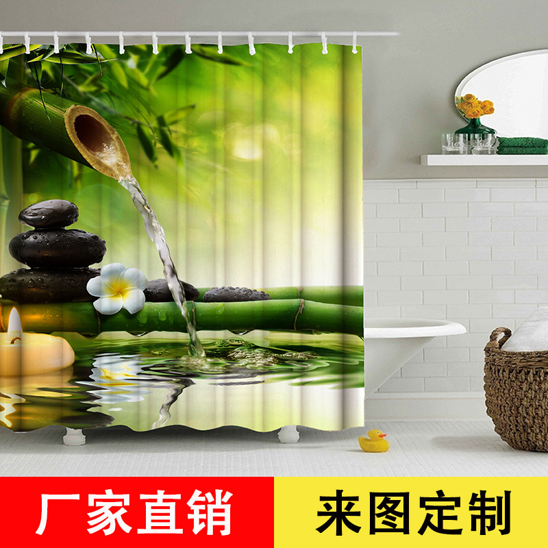 新款浴帘 印花防水防霉浴帘 可定制浴帘 酒店浴室帘 量大价优批发