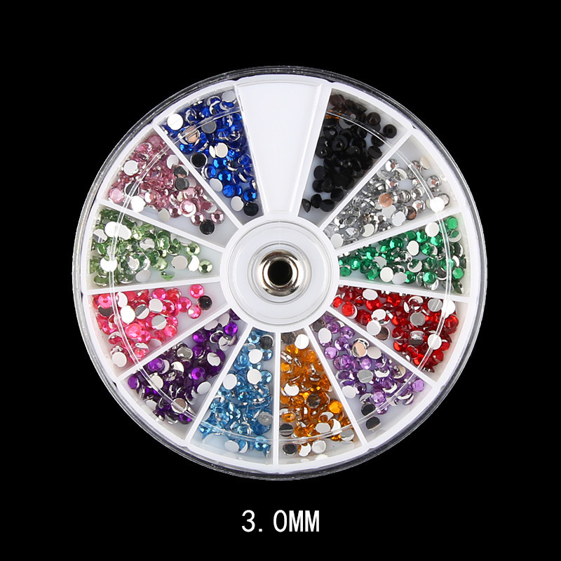 Gemischt 12 Farben 1,5 MM, 2 MM, 3 MM Glänzender Stein 3d Nagel Strass Kleine Perlen Maniküre DIY Nail art Dekoration In Rad Zubehör – Detail 4