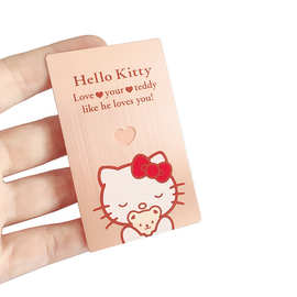 精美不锈钢电镀Holle Kitty卡通图片玫瑰金拉丝腐蚀凹下工艺定制