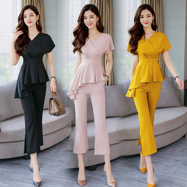 two-piece suit Summer New high waist slim fashionable Chiffon suit