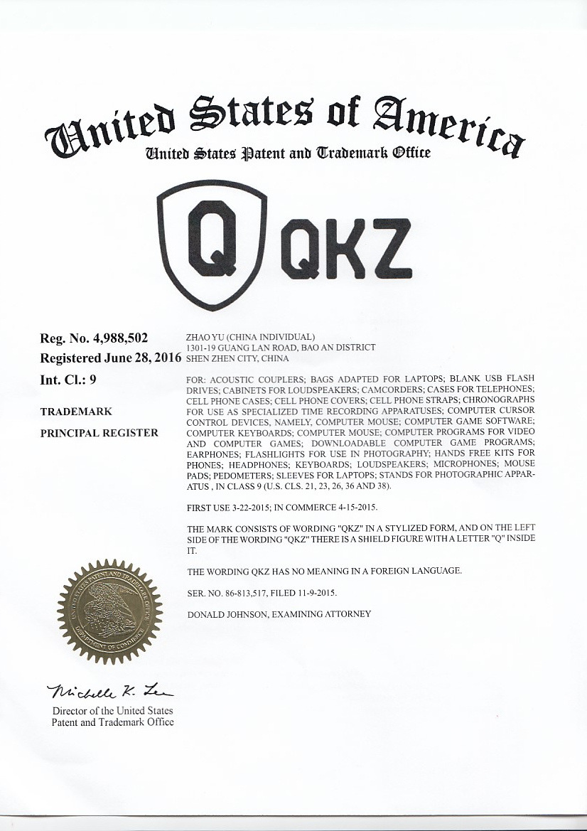 QKZ 美国商标