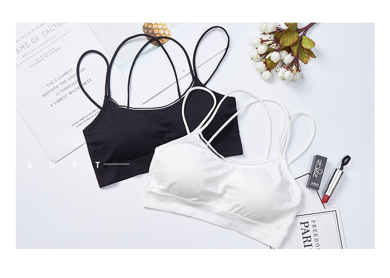 Fashionable women's underwear, sporty, anti-glare, shockproof, sweat-absorbing, breathable base vest with chest pad, cross-shaped beautiful back wrap around the chest detail image 8