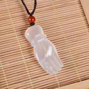 天然正品冰白玉髓吊坠 白玛瑙佛手福寿如意挂件掌上明珠玉坠批发