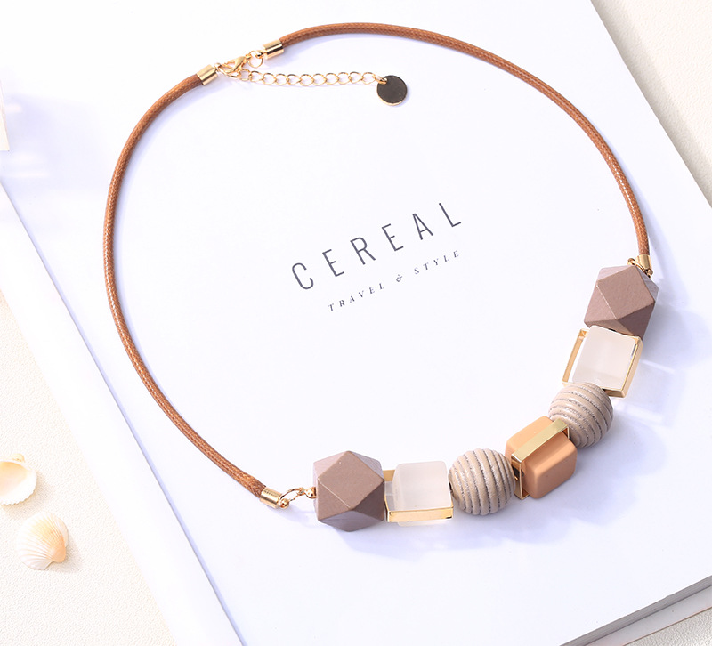 1 Piece Fashion Round Square Plastic Wood Resin Womenu0027S Necklace
