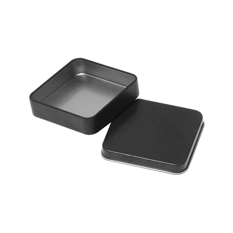 批发充电宝包装盒 83*83*20马口铁盒 正方形黑色铁盒可做彩印图案