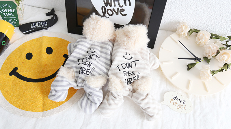 全条纹印花带帽四脚衣