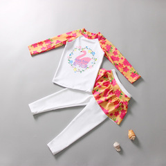 Children's swimsuit, girl's skirt, split long-sleeved trousers, cute baby sun protection quick-drying suit for middle-aged and older children and students