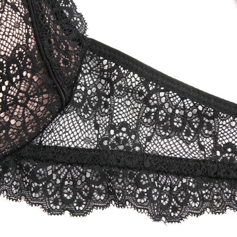 3285 # Vinifang New Sexy Lace Embroidery No Steel Ring Comfortable Gathering Underwear Bra Set_voghion.com