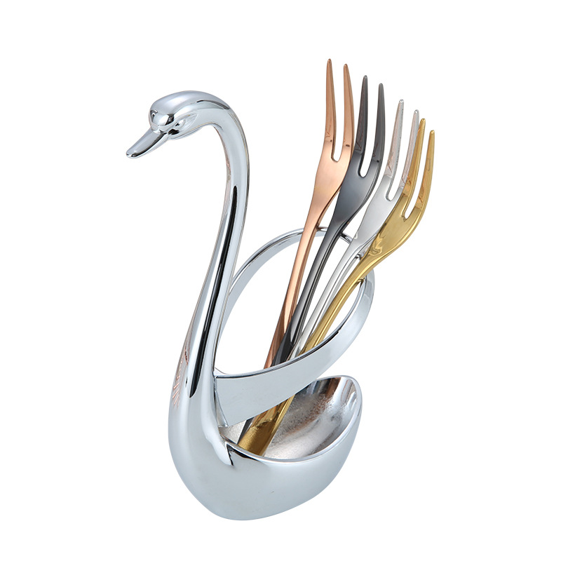 Stainless steel originality Cygnus Fruit fork suit combination Titanium Moon Cake Fruit sign Mid-Autumn Festival gift