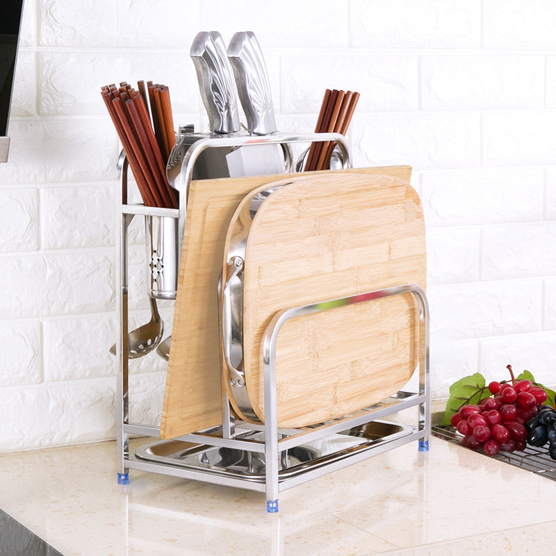 双砧板刀架置物架不锈钢厨房用品收纳架落地放筷筒菜刀架子