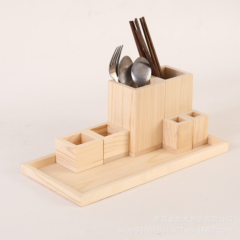 Manufacturers custom a complete set Wood color solid wood Tray Chopsticks cage Toothpick box kitchen Arrangement Supplies Do color