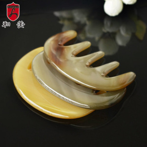 厂家直销定制款牦牛角创意五齿按摩梳子头皮按摩梳子美妆工具批发
