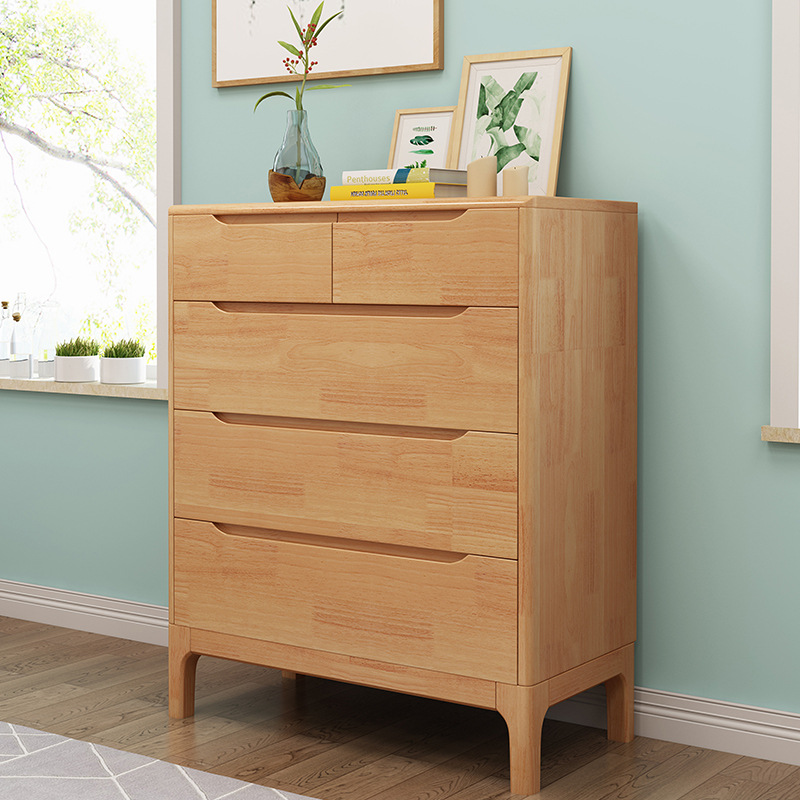 北欧日式全实木四斗五斗柜收纳柜简约现代卧室储物柜斗橱客厅置物|ru