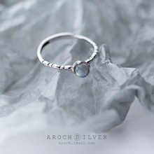 s925银戒指女月光石指环冷淡风设计感轻奢水滴形食指戒J4905