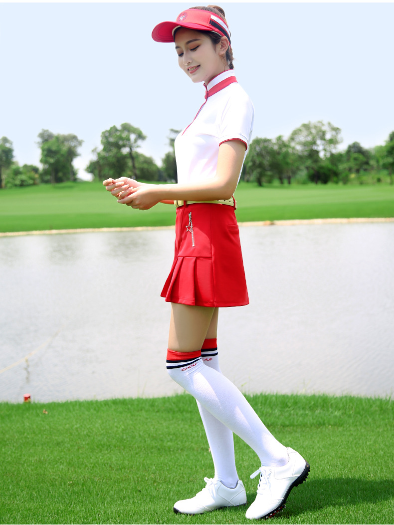 Váy golf nữ xếp ly ngắn mùa hè — QZ038 Màu Đỏ, QZ038 màu xanh lam, QZ038 màu trắng, QZ038 màu xanh hải quân chi tiết 9