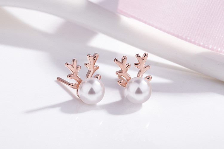 Korean version elk pearl antler earrings pearl earrings fashion jewelrypicture4