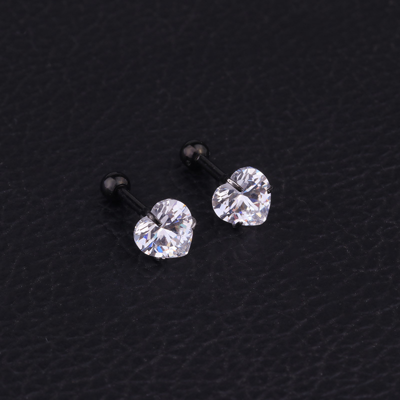 Boucles D'Oreilles Cartilage Mode Cœur Acier Inoxydable 316 Zircon display picture 6