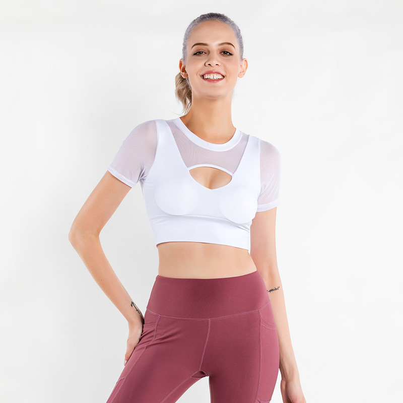 跨境专供2018新款网纱防震动专业内衣 健身瑜伽性感运动文胸bra女