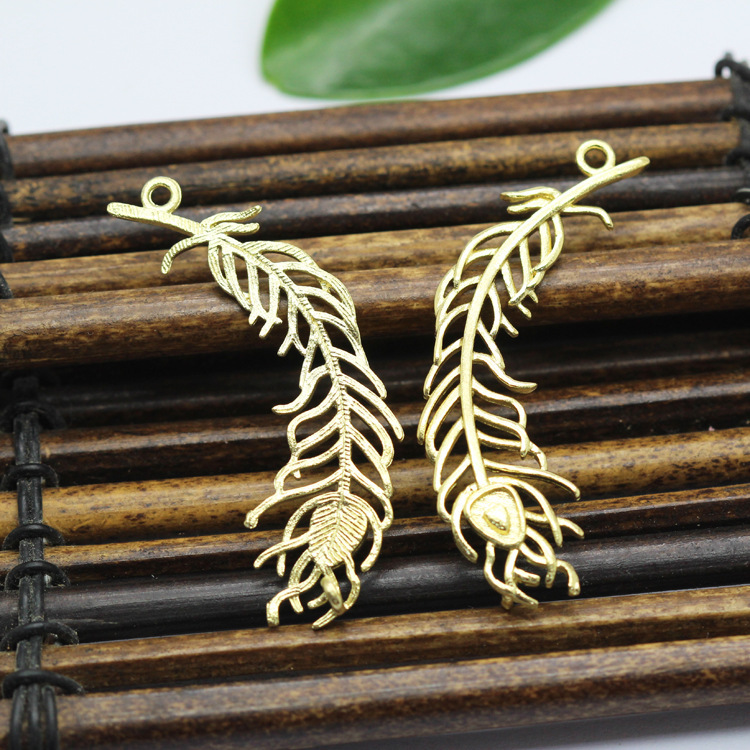New diy handmade jewelry accessories cast copper plating peacock feather pendant headdress hairpin sweater chain material