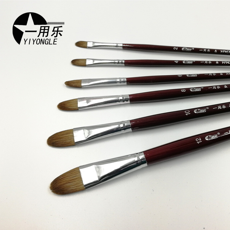 一用乐水粉笔狼毫绘画笔套装6支圆锋水彩笔油画笔单支学生用画|ms