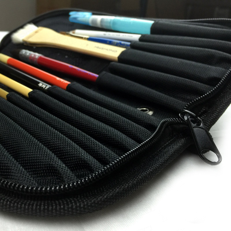 Pintor especial de tela plegable cepillo Portátil Bolsa de pluma cortina de la pluma bolsa de la pluma de acuarela bolsa de herramientas de pintura transpirable
