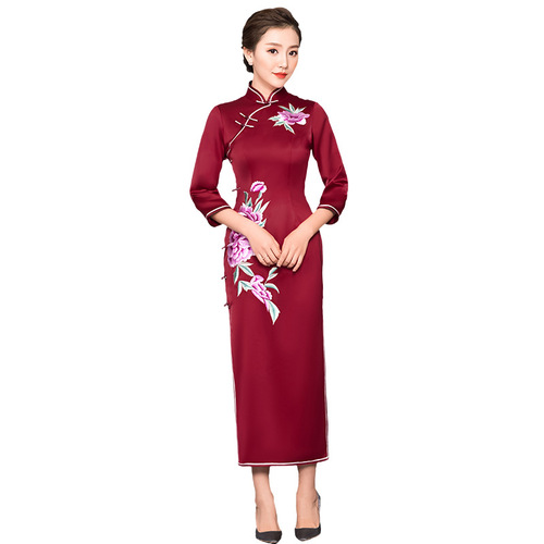 Traditional Chinese Dress Qipao Dresses for Women Embroidery Wedding Wedding cheongsam dress dress dress elegant large size cheongsam 