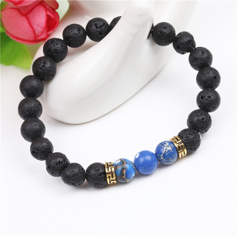 8mm Natural Line Agate Bracelet Colorful Seven Chakra Energy Yoga Beads Bracelet display picture 18