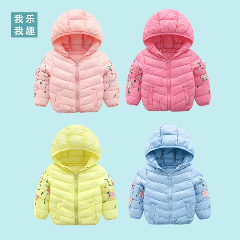 children Hooded Down Cotton three-dimensional printing 2018 Autumn and winter new pattern Winter clothes coat girl Light and thin keep warm cotton-padded clothes