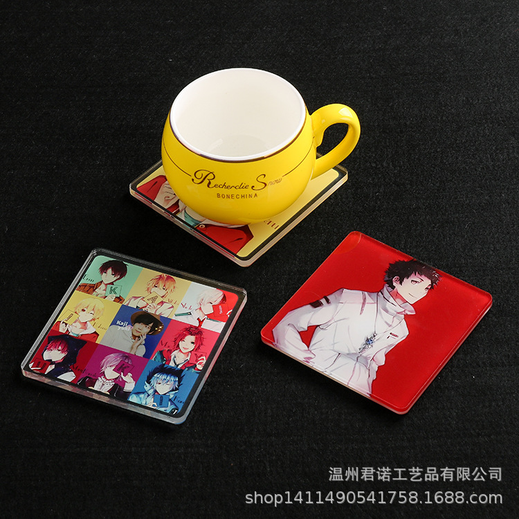 加工有机玻璃隔热咖啡垫 定制亚克力创意杯垫 明星周边纪念杯垫